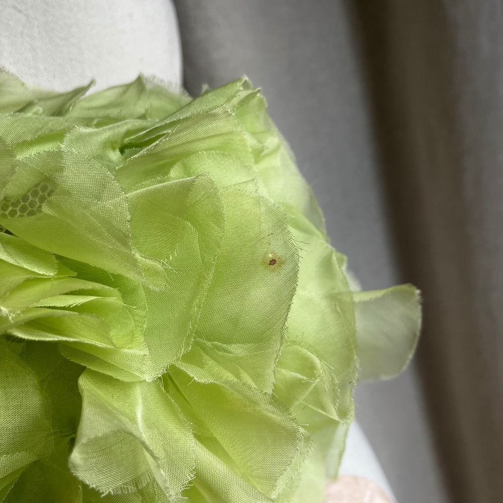 Vintage Lime Green Floral Pillbox Hat Avant‎ Garde Fascinator - Picture 5 of 7
